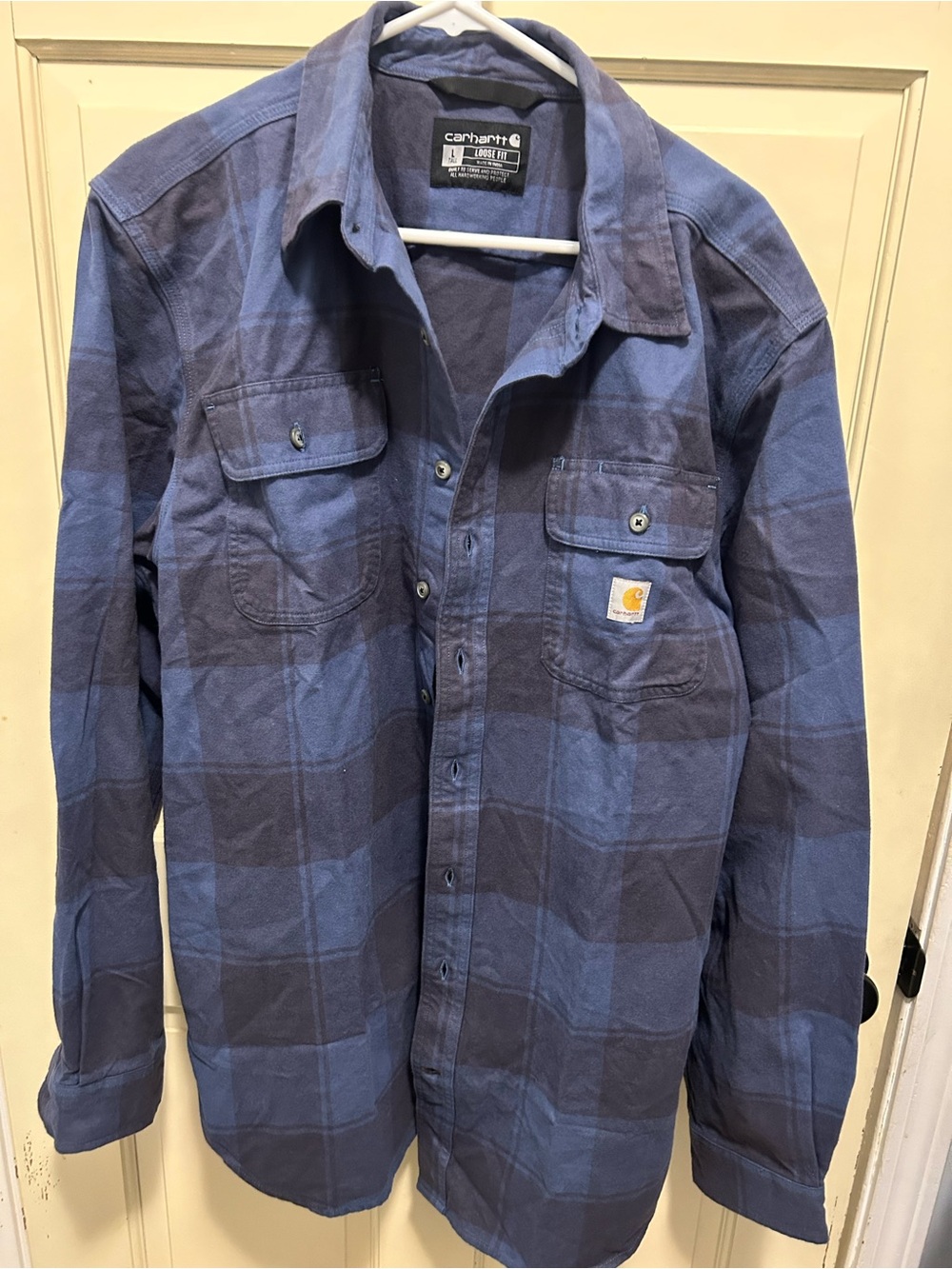 Carhartt Blue Plaid Flannel Work Shirt